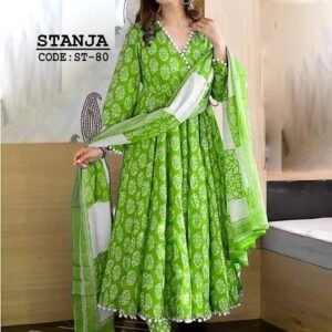 Linen Printed 3 Piece (Green)