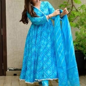 Linen Printed 3 Piece (Sky Blue)